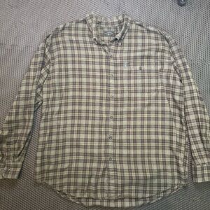 G. H. Bass & Co. Men's Plaid Shirt Green & Brown Checkered